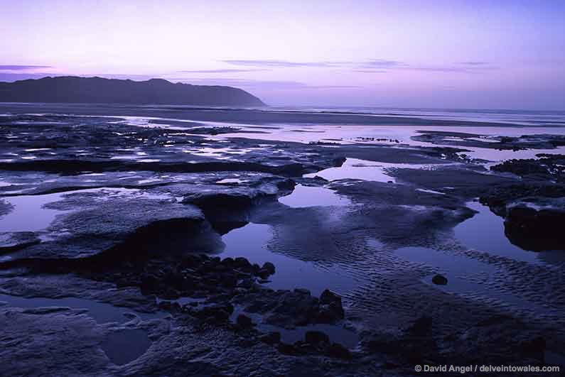 Image of Broughton Bay beach at sunset, Gower peninsula, Wales