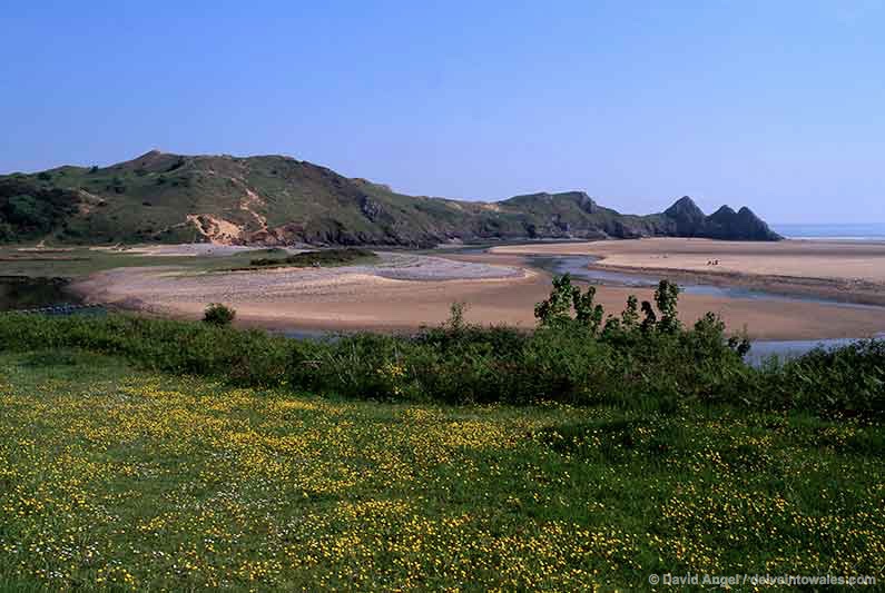 Image of Three Cliffs Bay beach Gower Peninsula Wales