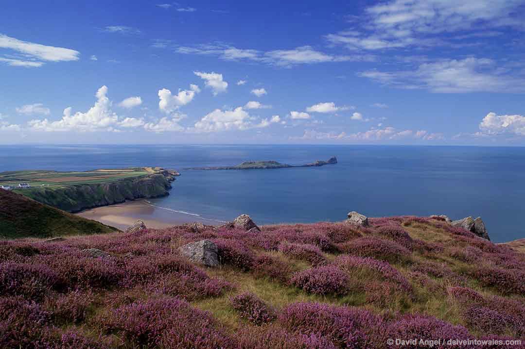 Image of Worm's Head tidal island from Rhossili, Gower, South Wales